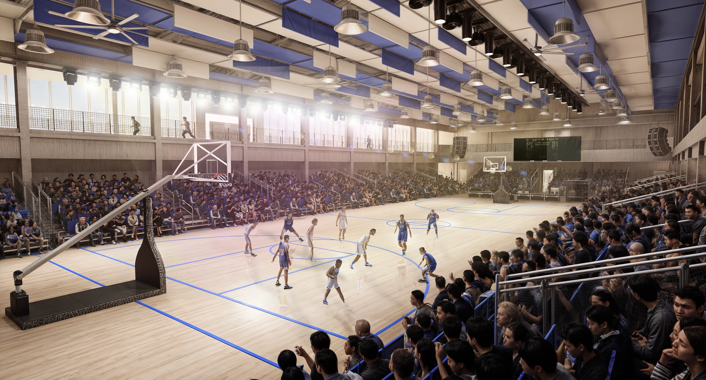 Basketball game at PAREF Southridge gymnasium with crowd